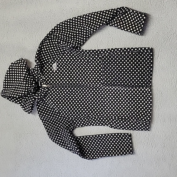 Sold The North Face Fleece Girls Large 14-16 Black White Polka-dot Full Zip - Picture 2 of 12